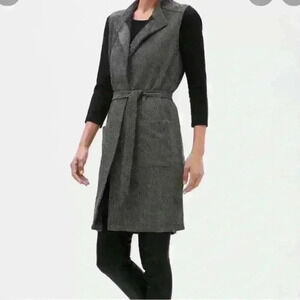 Banana Republic Textured Knit Tie Belted Long Vest with pockets Size Small NWT